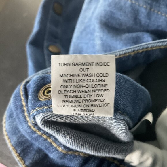 SOHO New York & Co Jeans Women Sz 14 Blue Wide Leg Snap Button Sides Boho Hippie - Picture 9 of 11